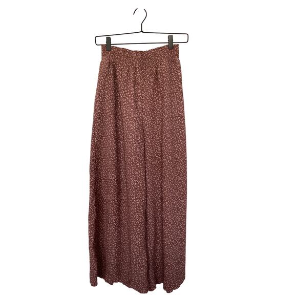 New in Women Floral Dotted Smocked Waist Wide Leg Palazzo Pants Oversized Small - Picture 1 of 11